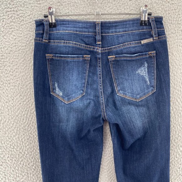 KanCan Jeans Womens 7 27 Blue Mid Rise Leopard Skinny Distressed Stretch Denim - Picture 4 of 12